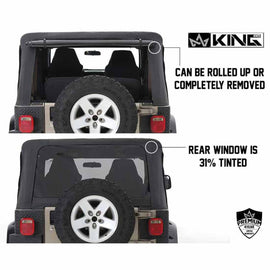 Replacement Soft Top with Upper Doors - Black Diamond with Tinted Windows - Jeep Wrangler TJ 1997-2006