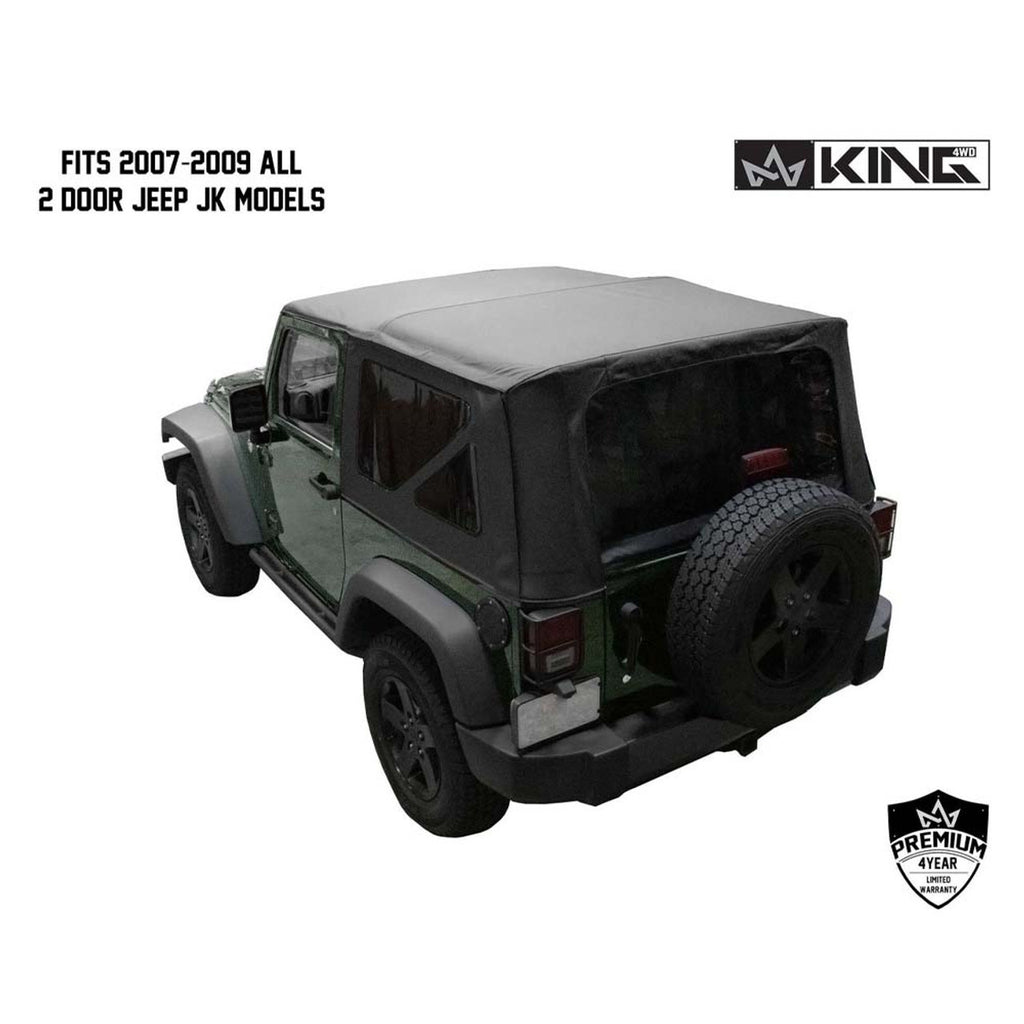 Premium Replacement Soft Top, Black Diamond With Tinted Windows - Jeep Wrangler JK 2 Door 2007-2009