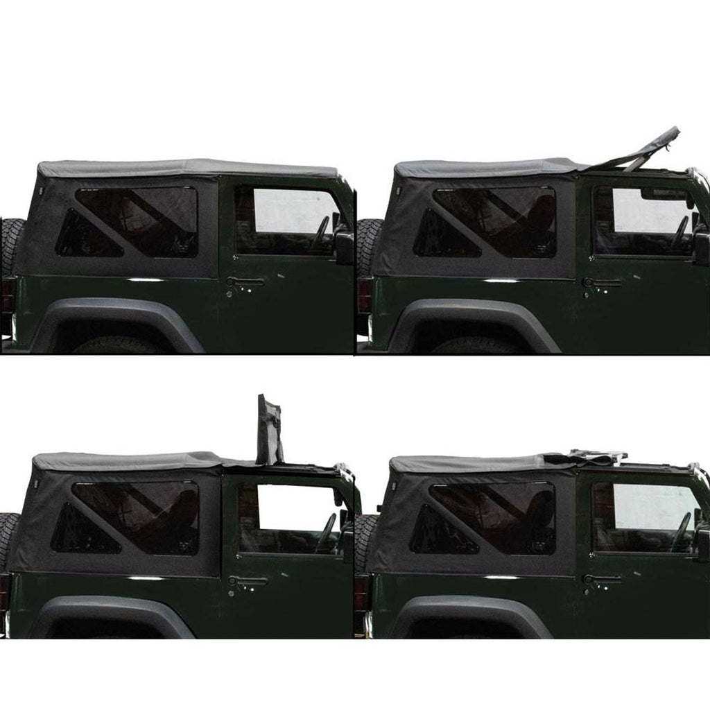 Premium Replacement Soft Top, Black Diamond With Tinted Windows - Jeep Wrangler JK 2 Door 2007-2009
