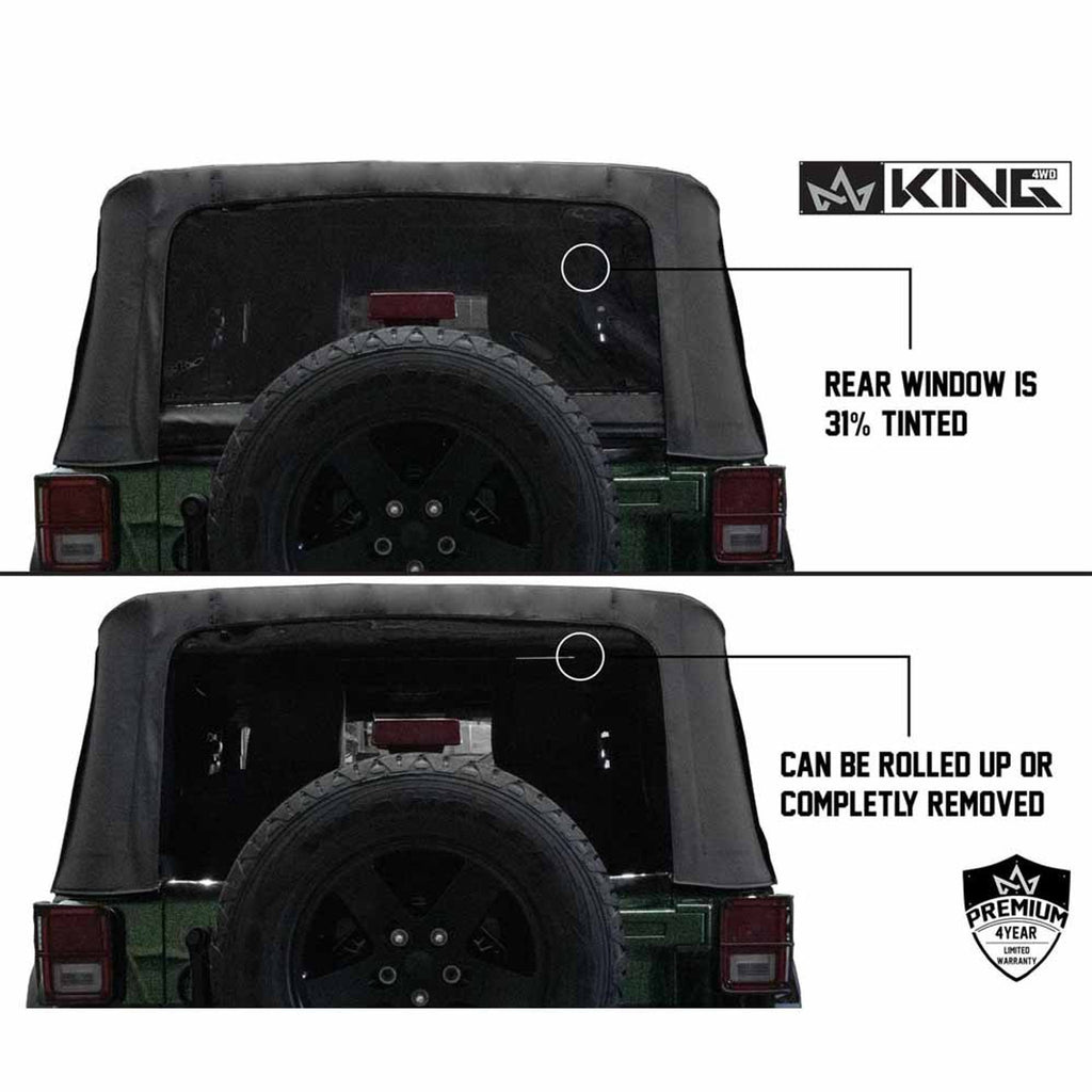 Premium Replacement Soft Top, Black Diamond With Tinted Windows - Jeep Wrangler JK 2 Door 2007-2009