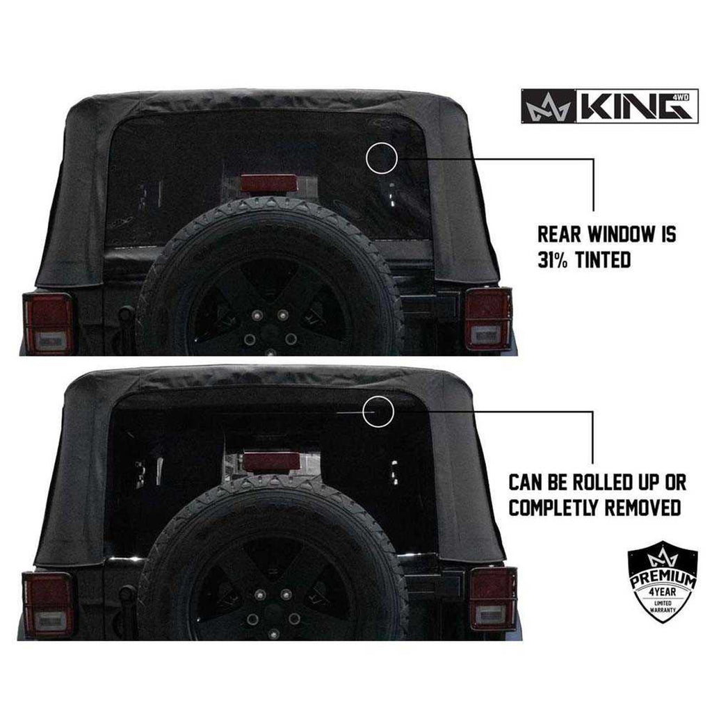Premium Replacement Soft Top, Black Diamond With Tinted Windows - Jeep Wrangler JK 2 Door 2010-2018