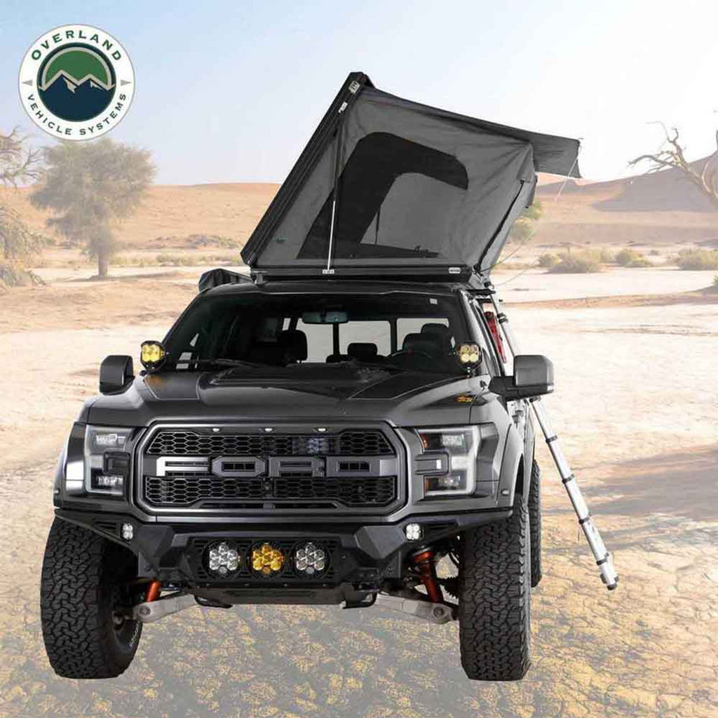 HD Sidewinder Side Load Aluminum Hard Shell Roof Top Tent, Grey Body & Green Trim