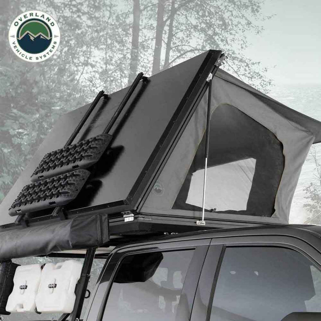 HD Sidewinder Side Load Aluminum Hard Shell Roof Top Tent, Grey Body & Green Trim