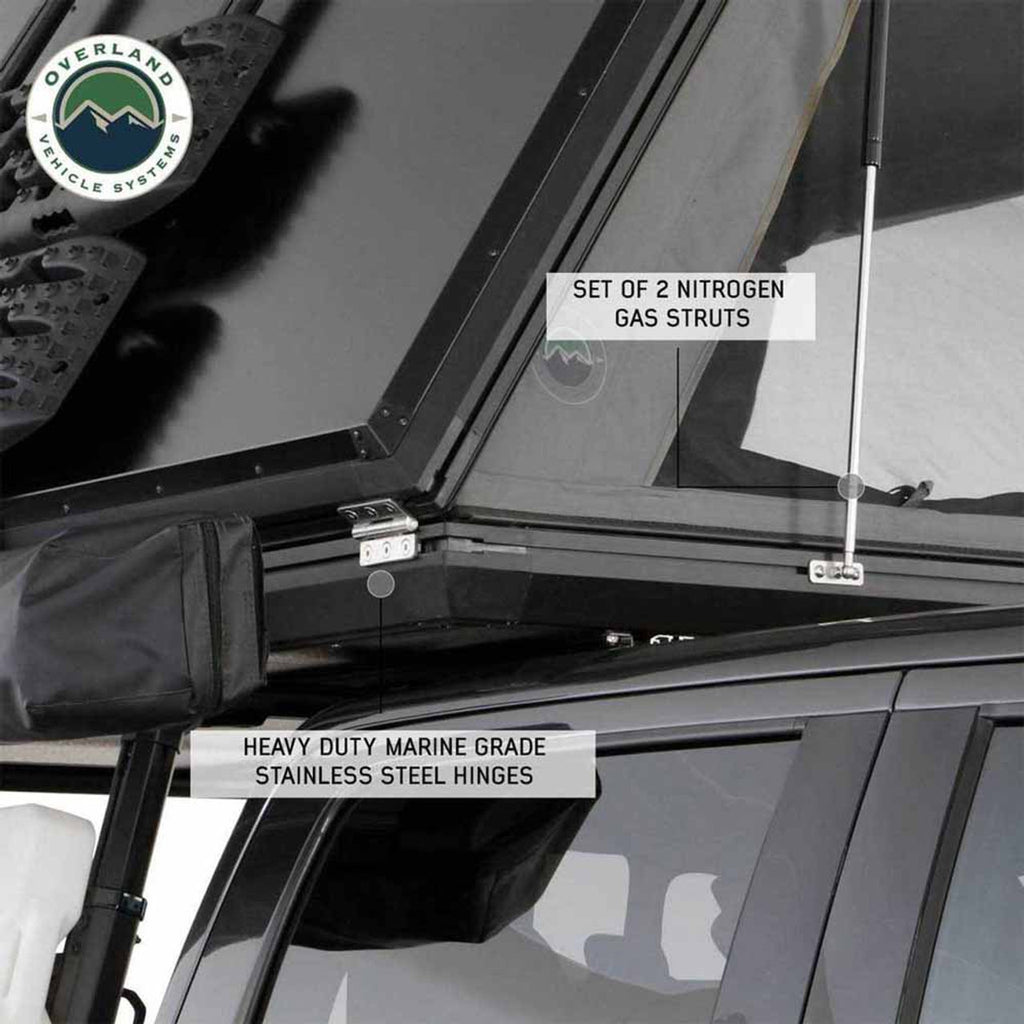 HD Sidewinder Side Load Aluminum Hard Shell Roof Top Tent, Grey Body & Green Trim