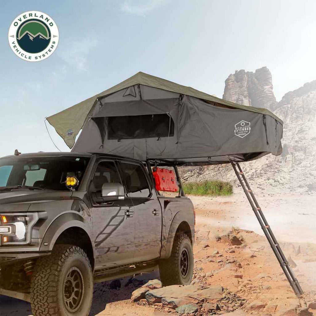 HD Nomadic 4 Extended Soft Shell Roof Top Tent, Grey Body & Green Rainfly