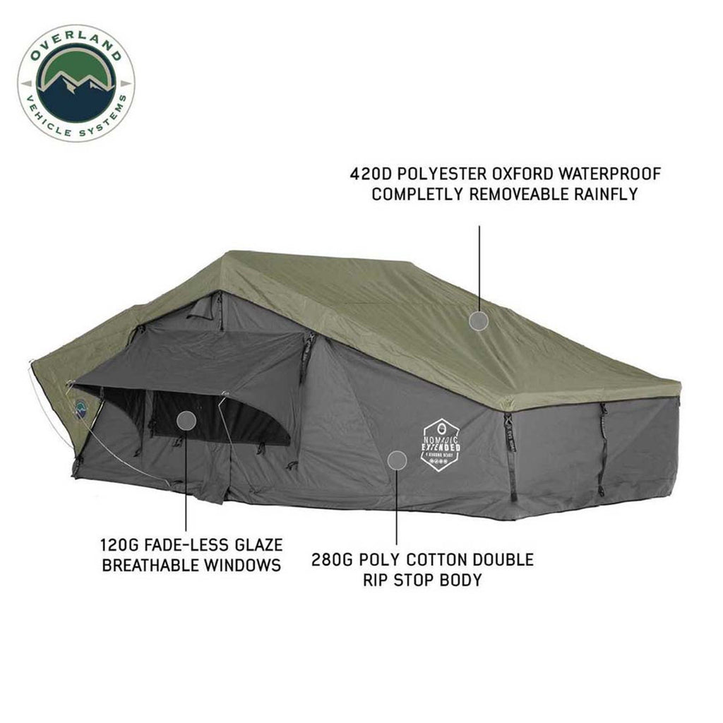 HD Nomadic 3 Extended Soft Shell Roof Top Tent, Grey Body & Green Rainfly