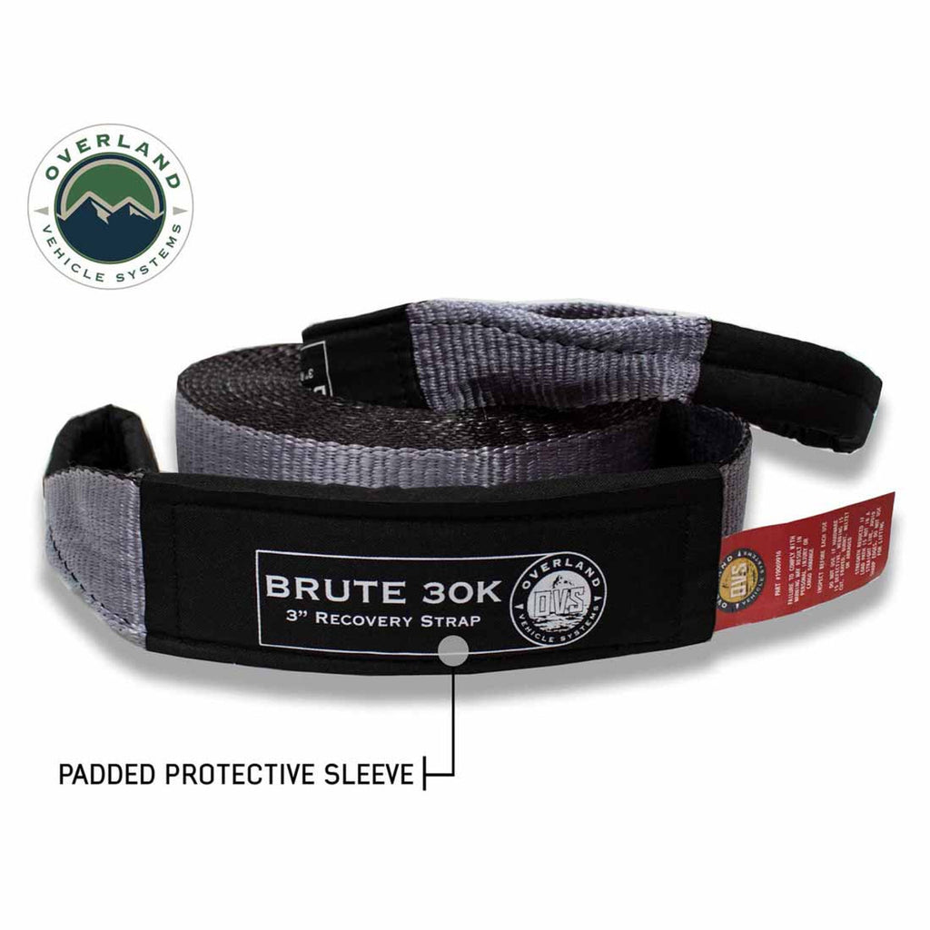 Tow Strap 3" x 30' 30,000 LB. Gray With Black Ends & Storage Bag