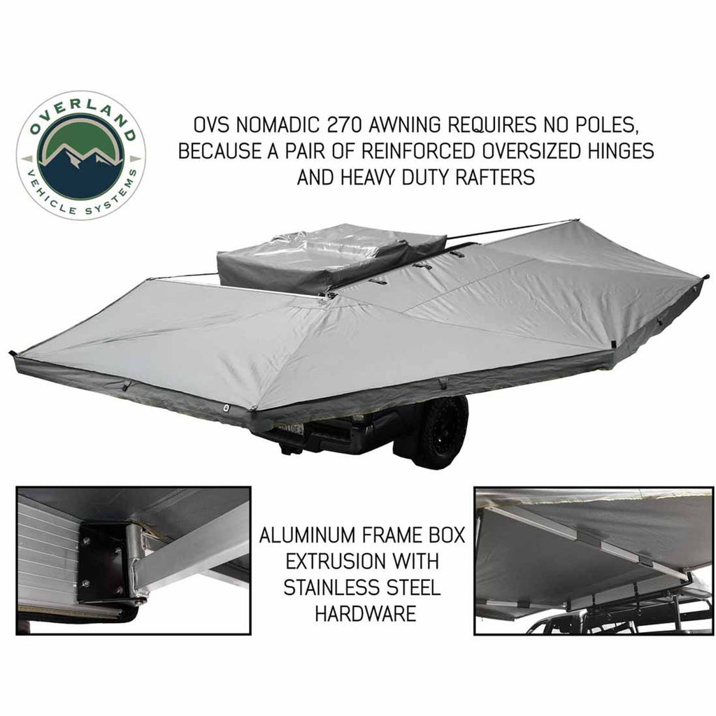 HD Nomadic 270 Degree Awning - Passenger Side - Dark Gray Awning With Black Cover