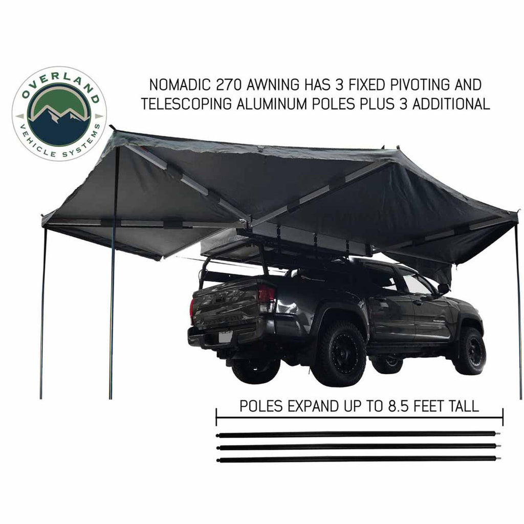 HD Nomadic 270 Degree Awning - Passenger Side - Dark Gray Awning With Black Cover