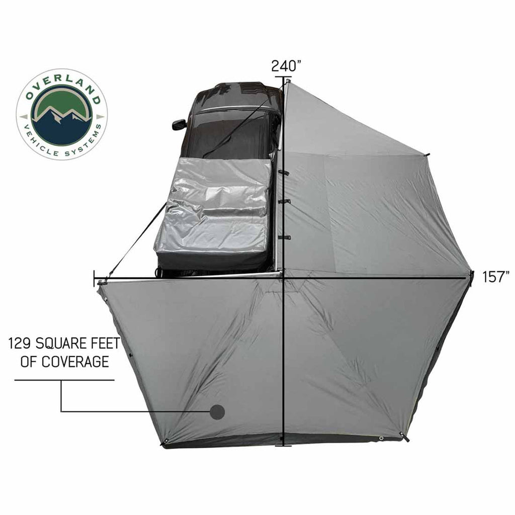 HD Nomadic 270 Degree Awning - Passenger Side - Dark Gray Awning With Black Cover