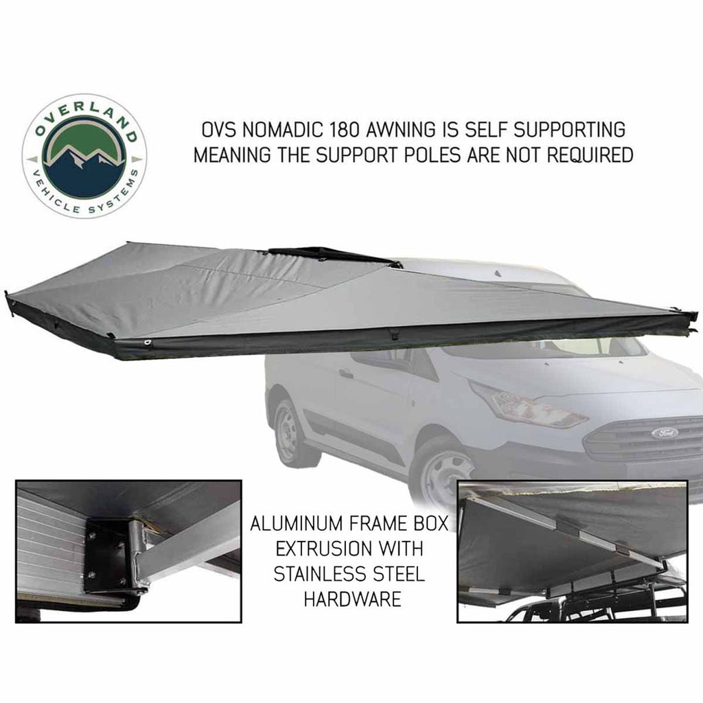 HD Nomadic 180 Degree Awning with Bracket Kit for Mid - High Roofline Vans