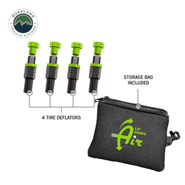4 Piece Adjustable Tire Deflator Kit & Storage Bag - (PSI 10-30lbs.)