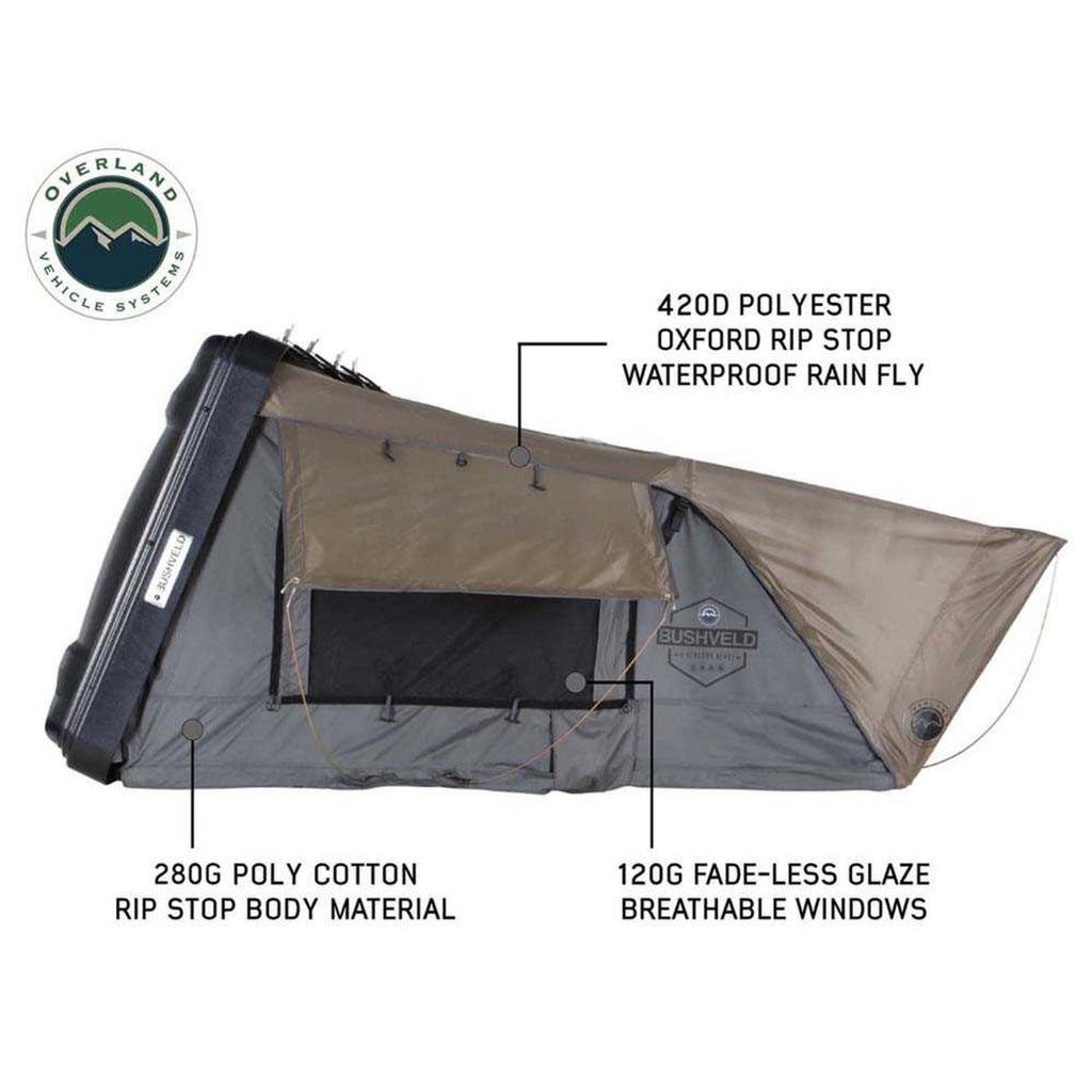 HD Bushveld Cantilever Hard Shell Roof Top Tent Grey Body & Tan Rainfly