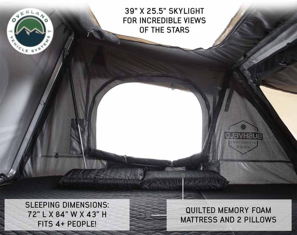 HD Bushveld II Cantilever Hard Shell Roof Top Tent Grey Body & Tan Rainfly