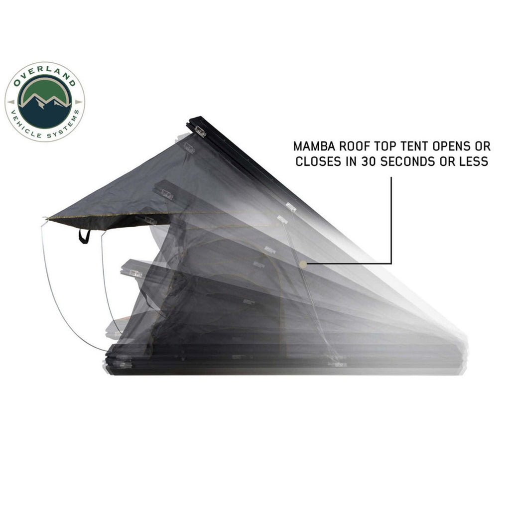 HD Mamba Clam Shell Aluminum Hard Shell Roof Top Tent, Grey Body & Green Trim