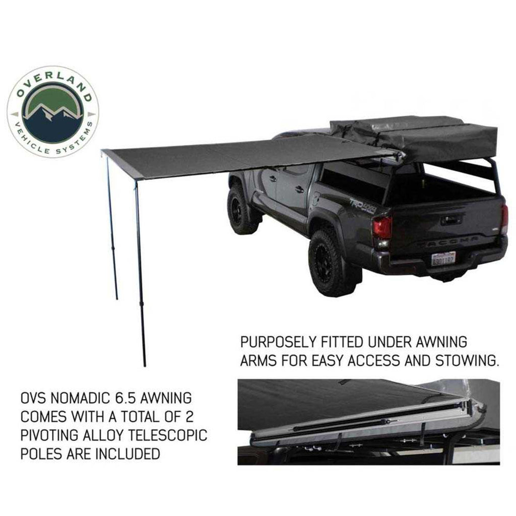 HD Nomadic 2.0 - 6.5' Awning - Grey Body, Green Trim & Black Travel Cover