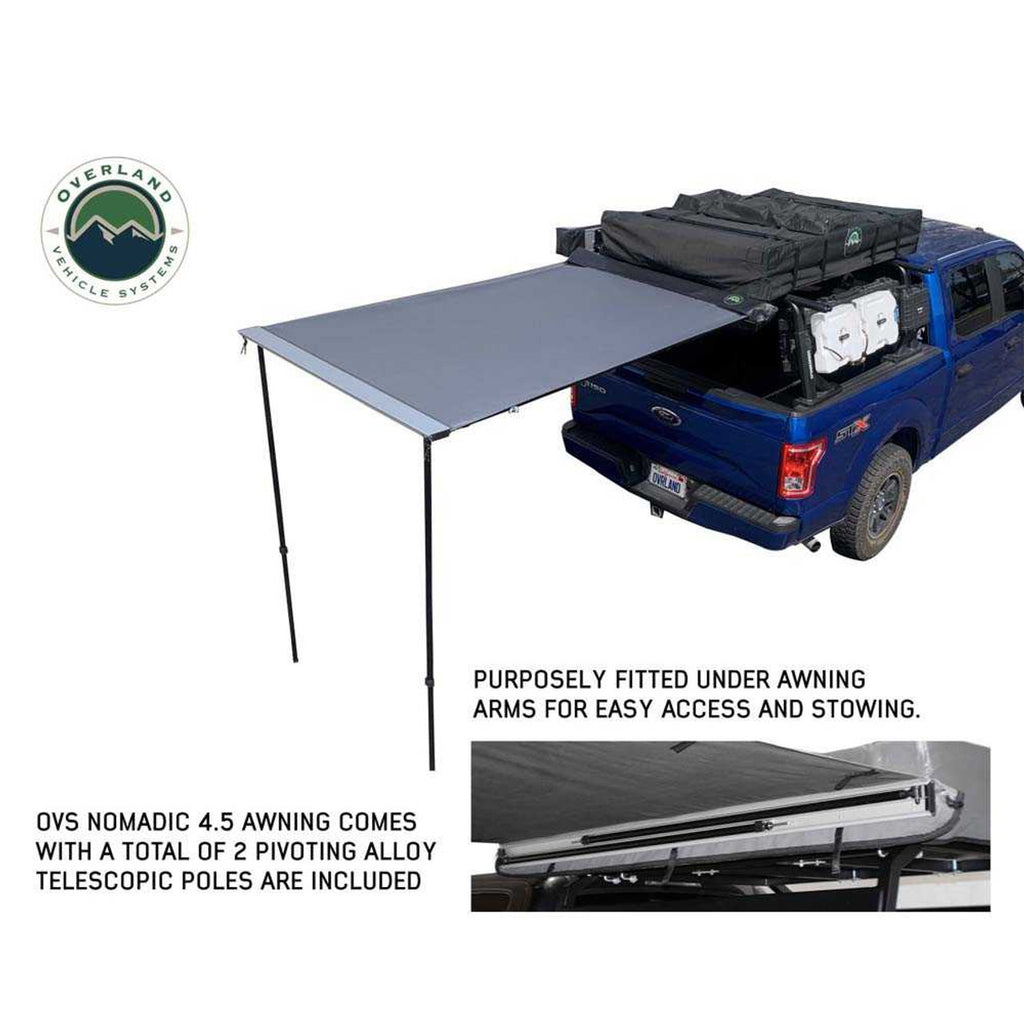 HD Nomadic 4.5' Awning - Grey Body, Green Trim & Black Travel Cover